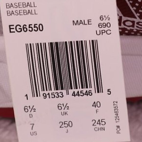 Adidas Ironskin Icon 6 Metal Baseball Cleats Red/White EG6550 Size 7 (NWT) - Picture 6 of 6